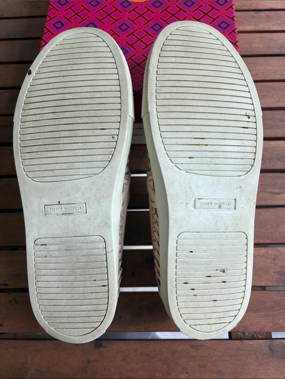 Tory Burch Beige Woven Slip-On Sneakers - Picture 6 of 9